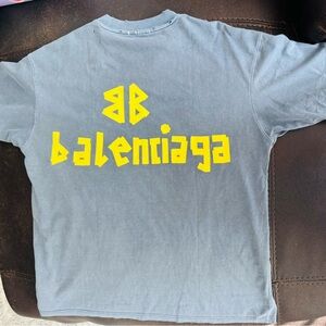 Graphic Logo Tee – Washed Blue/Yellow – Size L